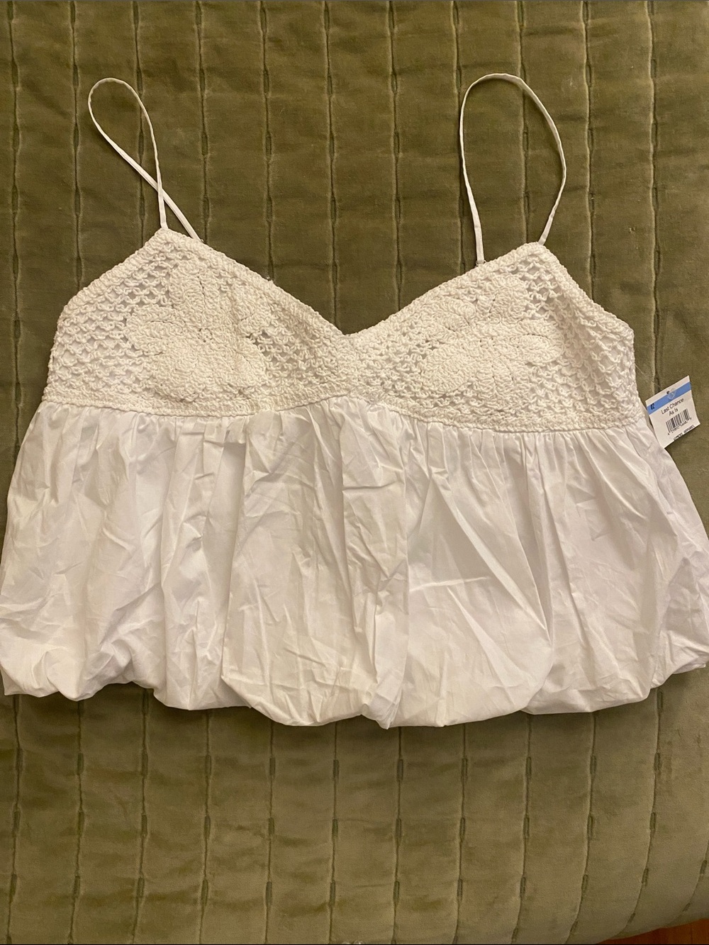Lush White Ruffled Neckline crop top